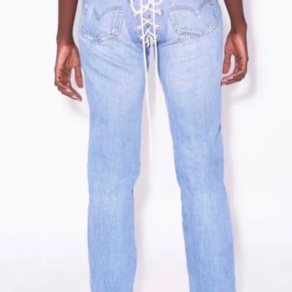 Samaria Leah Diy Lace Up Jeans Samaria Leah Blue Jeans Levi's Size 24